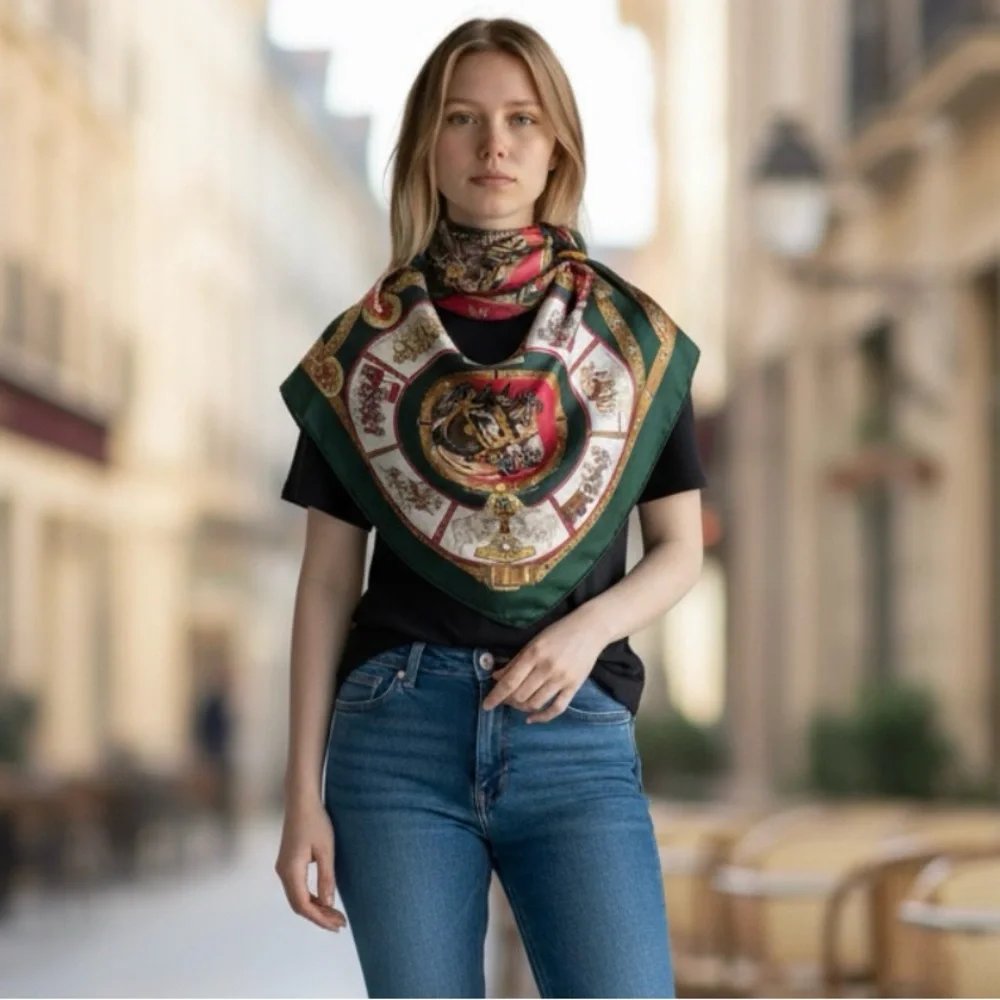 HERMES Carre90 CHEVAUX DE TRAIT Silk Scarf 😍🐴🐎🔥 - Picture 2 of 16